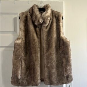 Women's Beige Faux Fur Vest